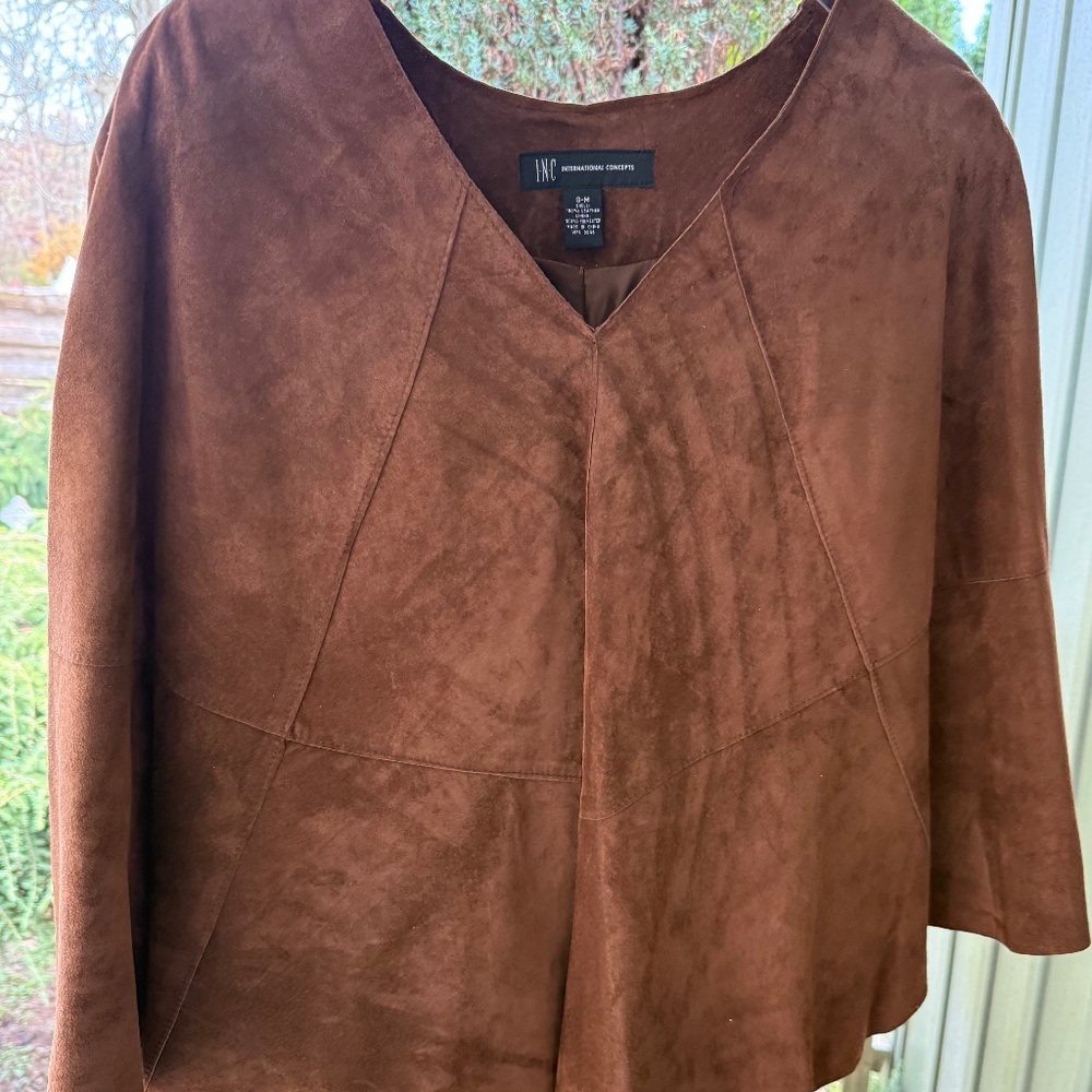 INC International Concepts brown suede  women’s poncho/ cape
